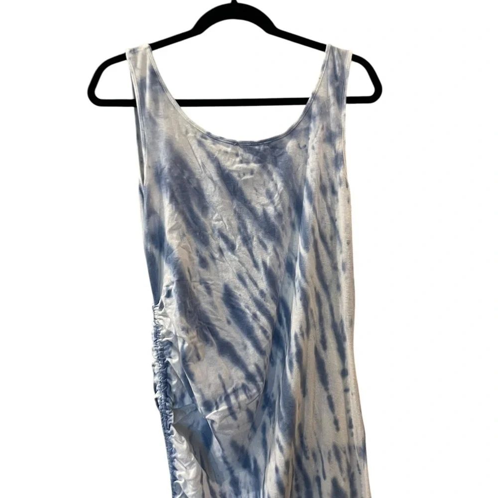 Skinnygirl Connie Women’s Side Ruched Midi Tank Dress Blue Tie Dye Size: Large - Picture 13 of 13